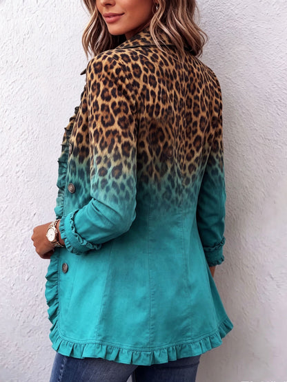 Zora | Leopard Print Ombre Ruffle Blazer