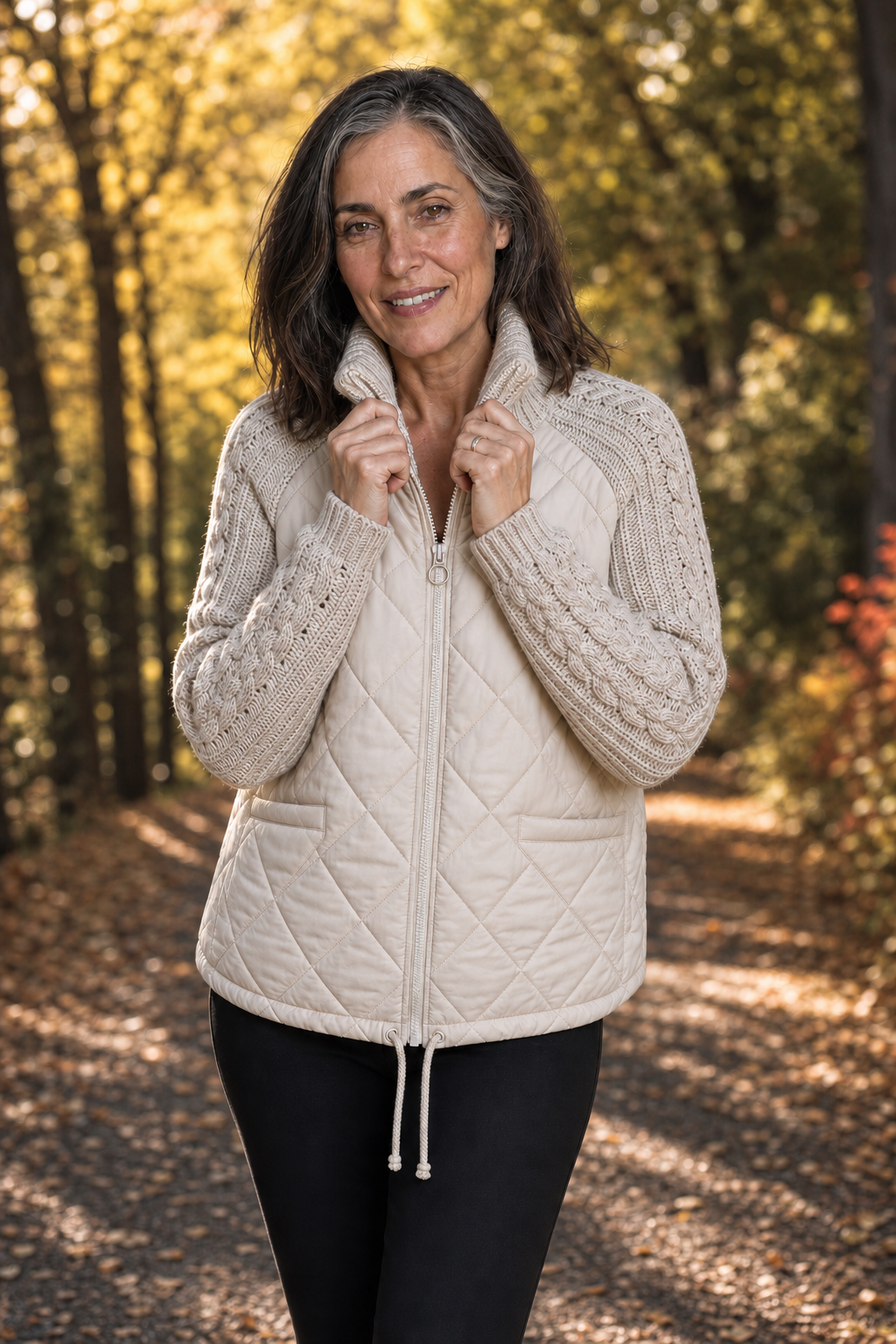 Rosalie | Knit-Panel Quilted Patchwork Puffer Jacket