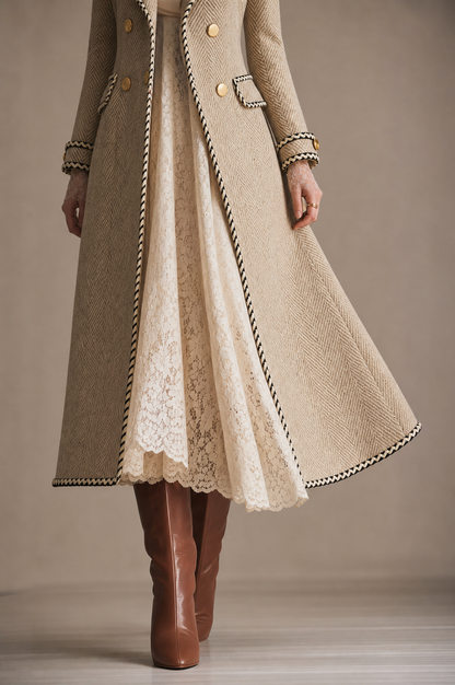 Celeste | Tailored Herringbone Long Coat