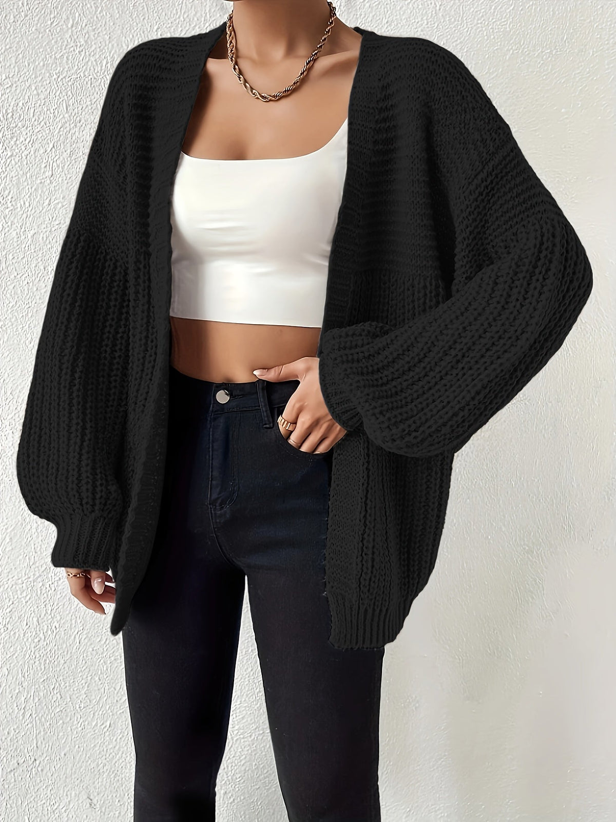 Odessa | Chunky Knit Balloon Sleeve Cardigan