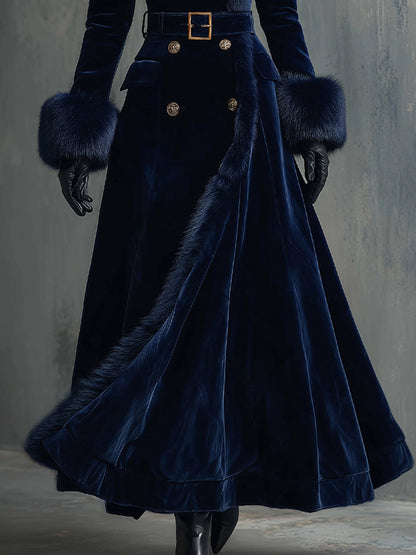 Seraphina | Faux Fur Trim Velvet Maxi Coat