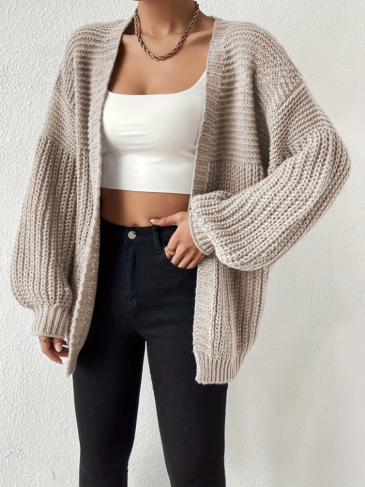 Odessa | Chunky Knit Balloon Sleeve Cardigan