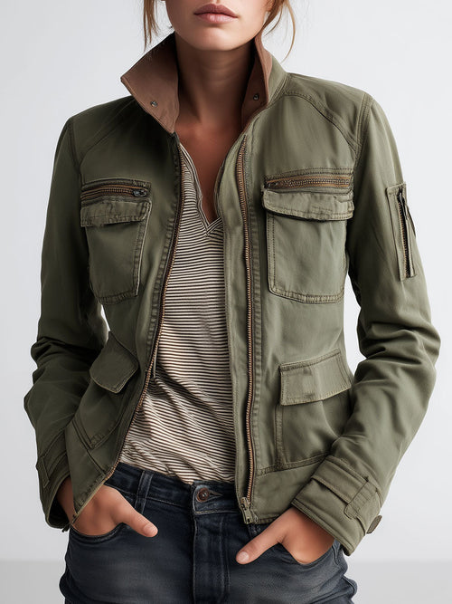 Sloane | High Collar Multi Pocket Utility Jacket