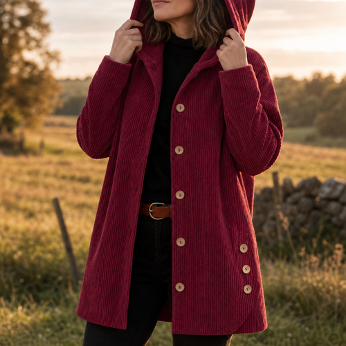 Charlotte | Ribbed Corduroy Hooded Overshirt