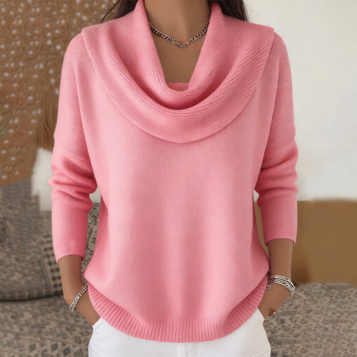 Marie | Elegant Cowl Neck Knit Sweater