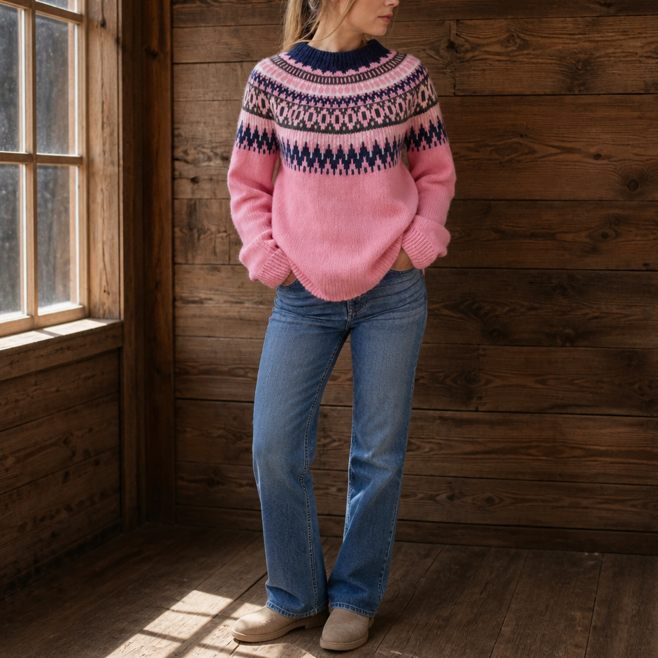 Abigail | Colorblock Yoke Dropped Shoulder Knit Sweater