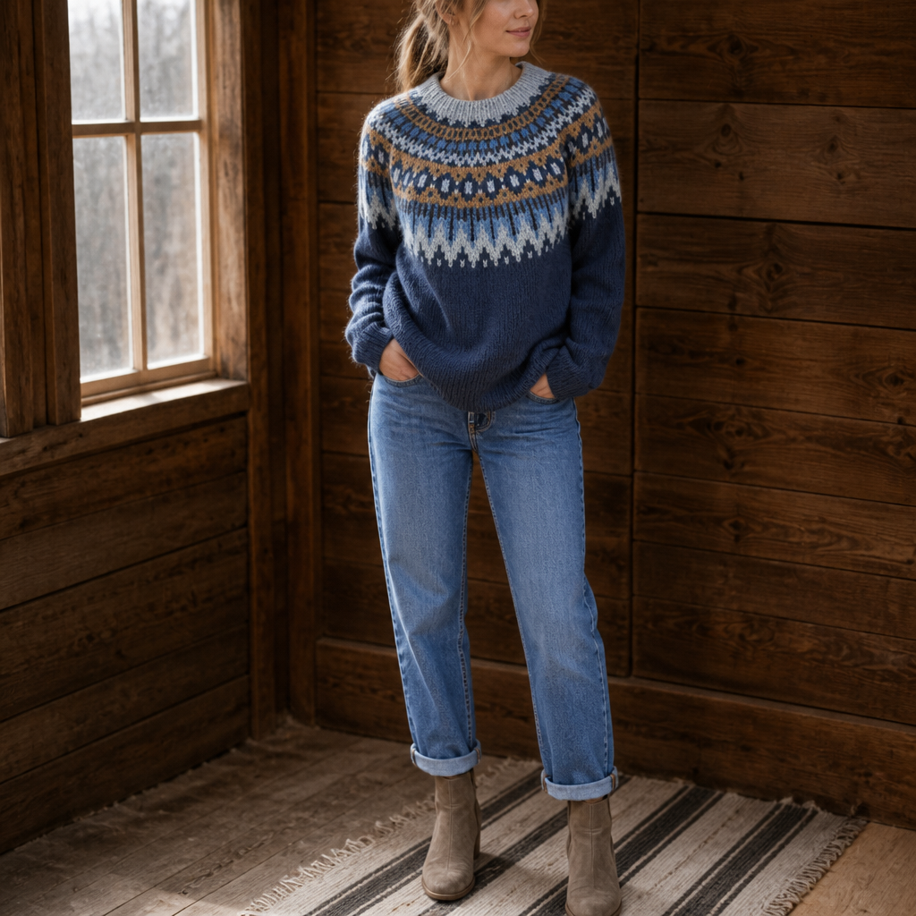 Abigail | Colorblock Yoke Dropped Shoulder Knit Sweater