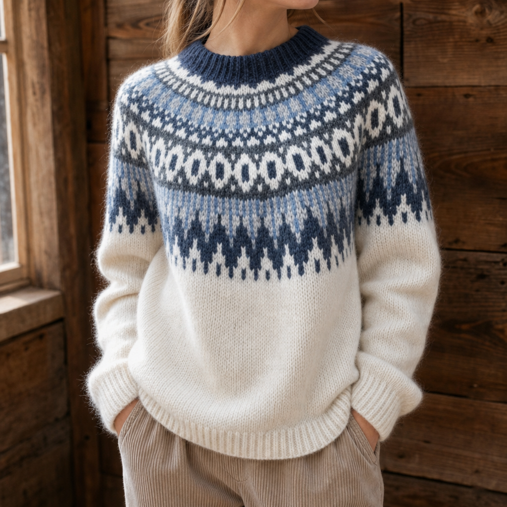 Abigail | Colorblock Yoke Dropped Shoulder Knit Sweater