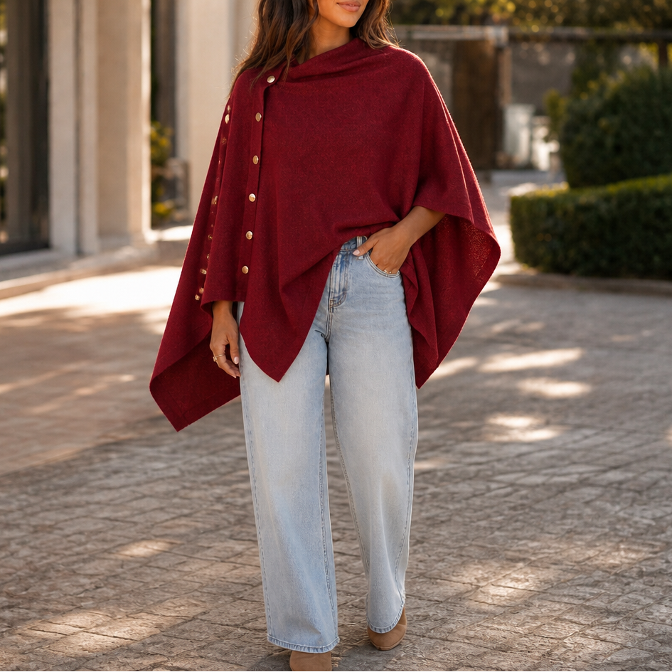 Natalie | Side Button Convertible Poncho Wrap