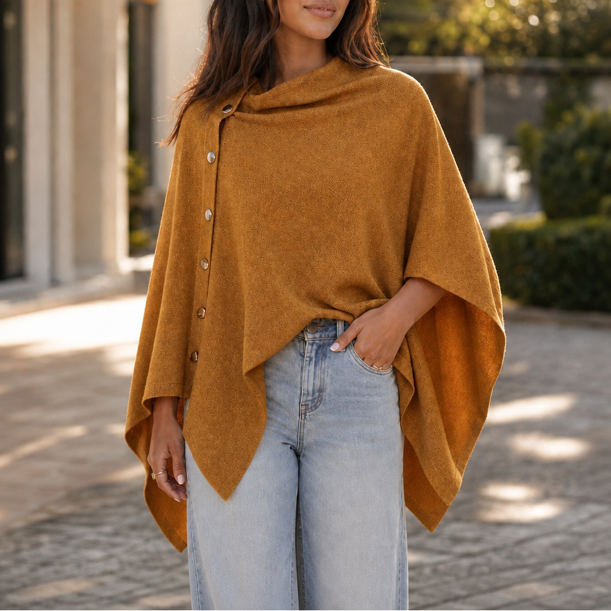 Natalie | Side Button Convertible Poncho Wrap