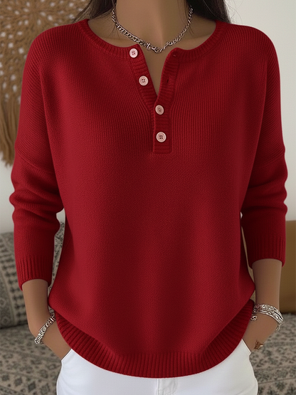Monica | Breathable Button Front Knit Sweater