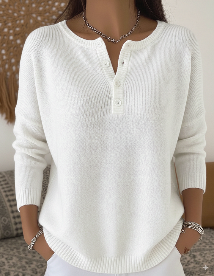 Monica | Breathable Button Front Knit Sweater