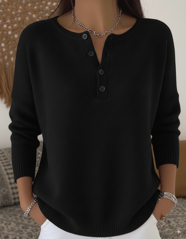 Monica | Breathable Button Front Knit Sweater