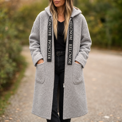 Rachel | Hooded Zip Front Long Coat