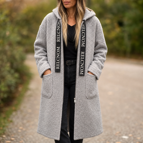 Rachel | Hooded Zip Front Long Coat