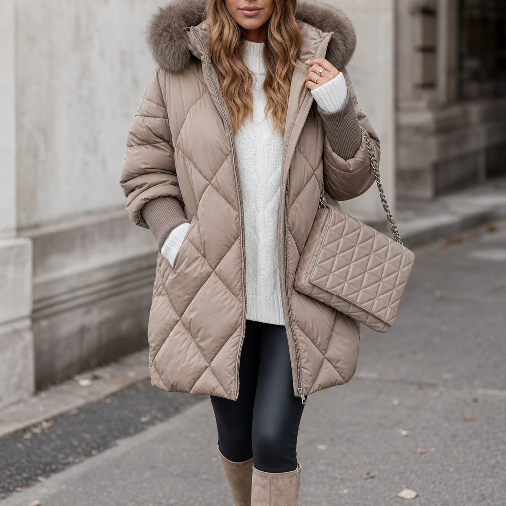 Lucy | Oversized Faux Fur Hood Quilted Parka