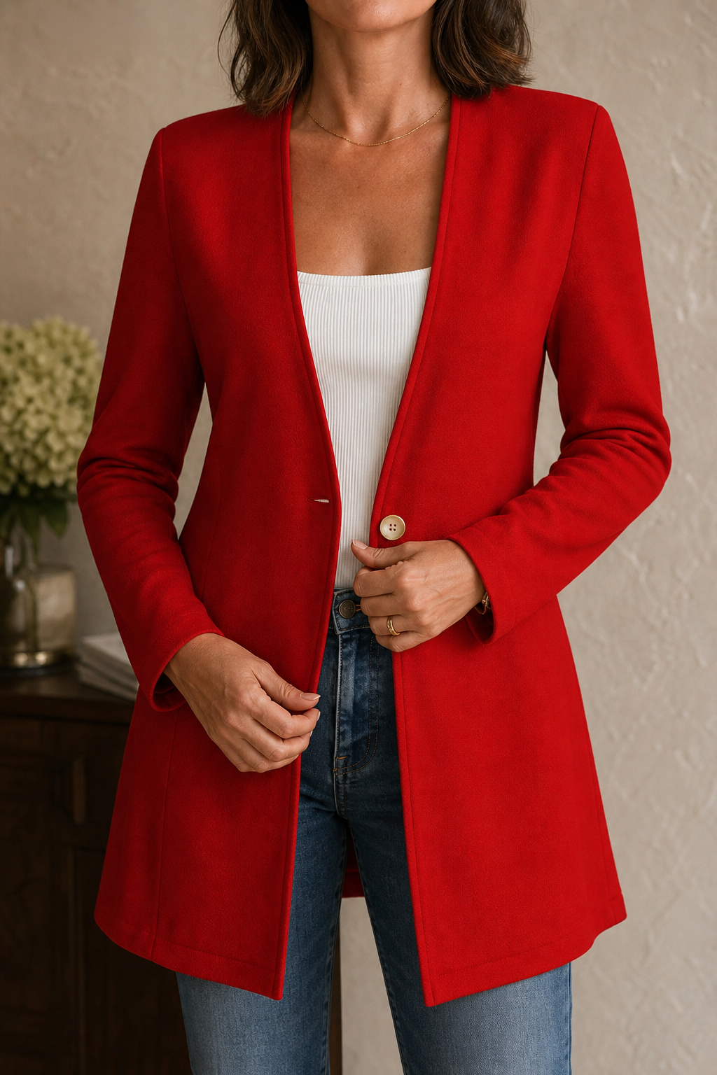 Adeline | V-Neck Single-Button A-Line Blazer