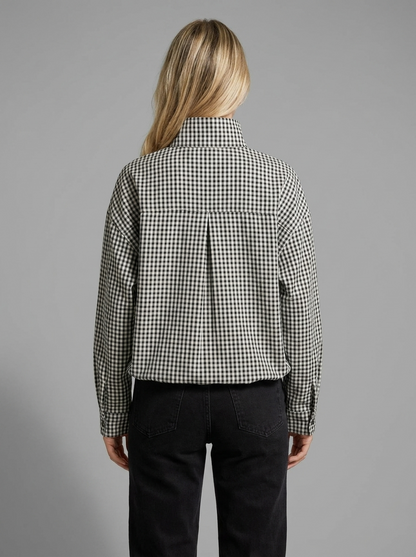 Sophie | High Neck Gingham Zip Up Jacket