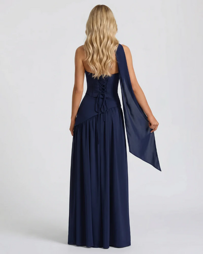 Genevieve Strapless Asymmetric Maxi Dress