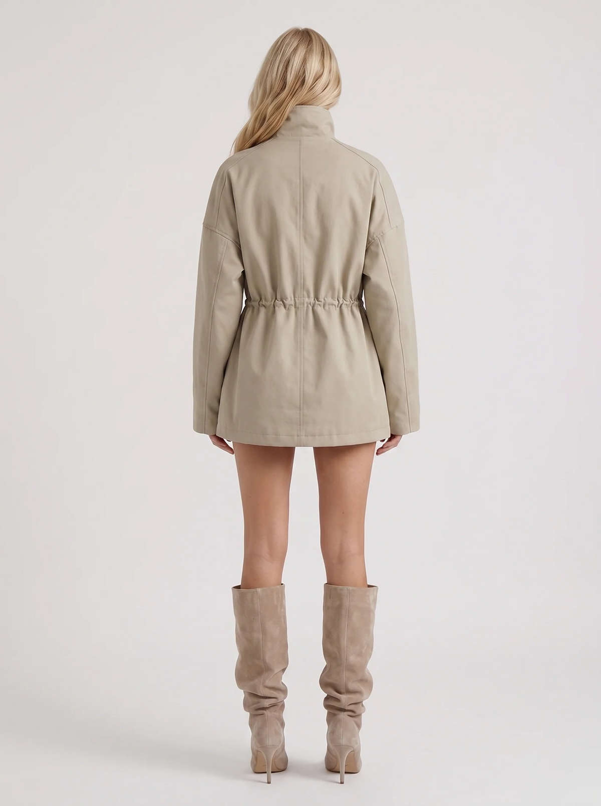 Indira | Faux Leather Drawstring Utility Jacket
