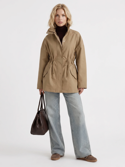 Indira | Faux Leather Drawstring Utility Jacket