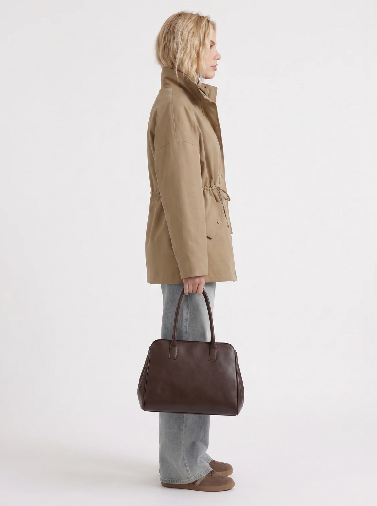 Indira | Faux Leather Drawstring Utility Jacket