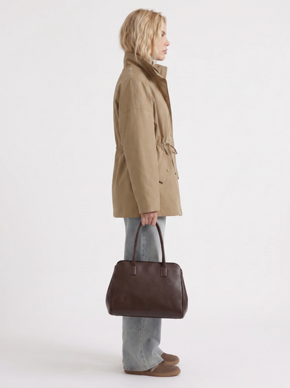Indira | Faux Leather Drawstring Utility Jacket