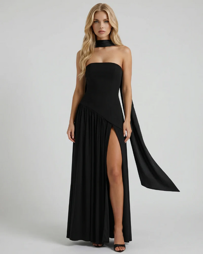 Genevieve Strapless Asymmetric Maxi Dress