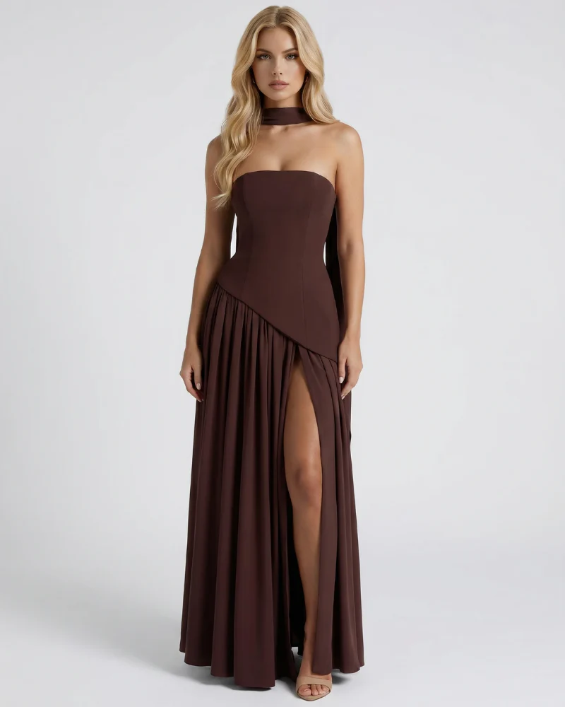 Genevieve Strapless Asymmetric Maxi Dress