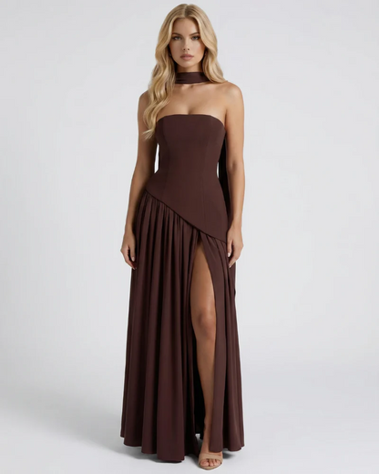 Genevieve Strapless Asymmetric Maxi Dress