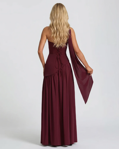 Genevieve Strapless Asymmetric Maxi Dress