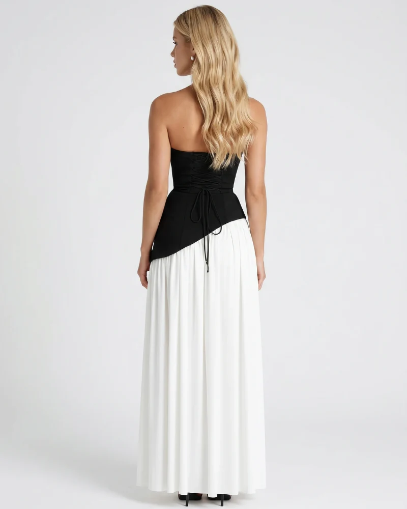 Genevieve Strapless Asymmetric Maxi Dress