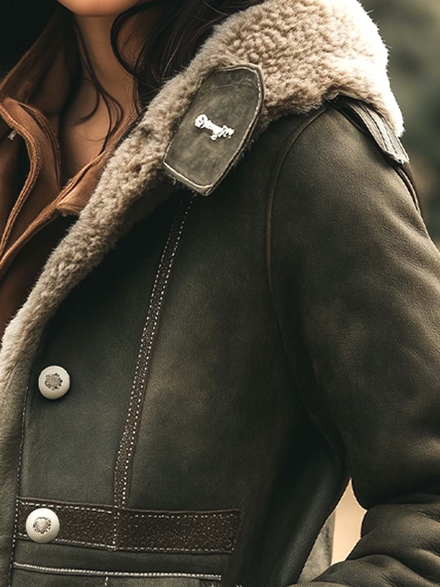 Elowen | Shearling Lined Aviator Jacket