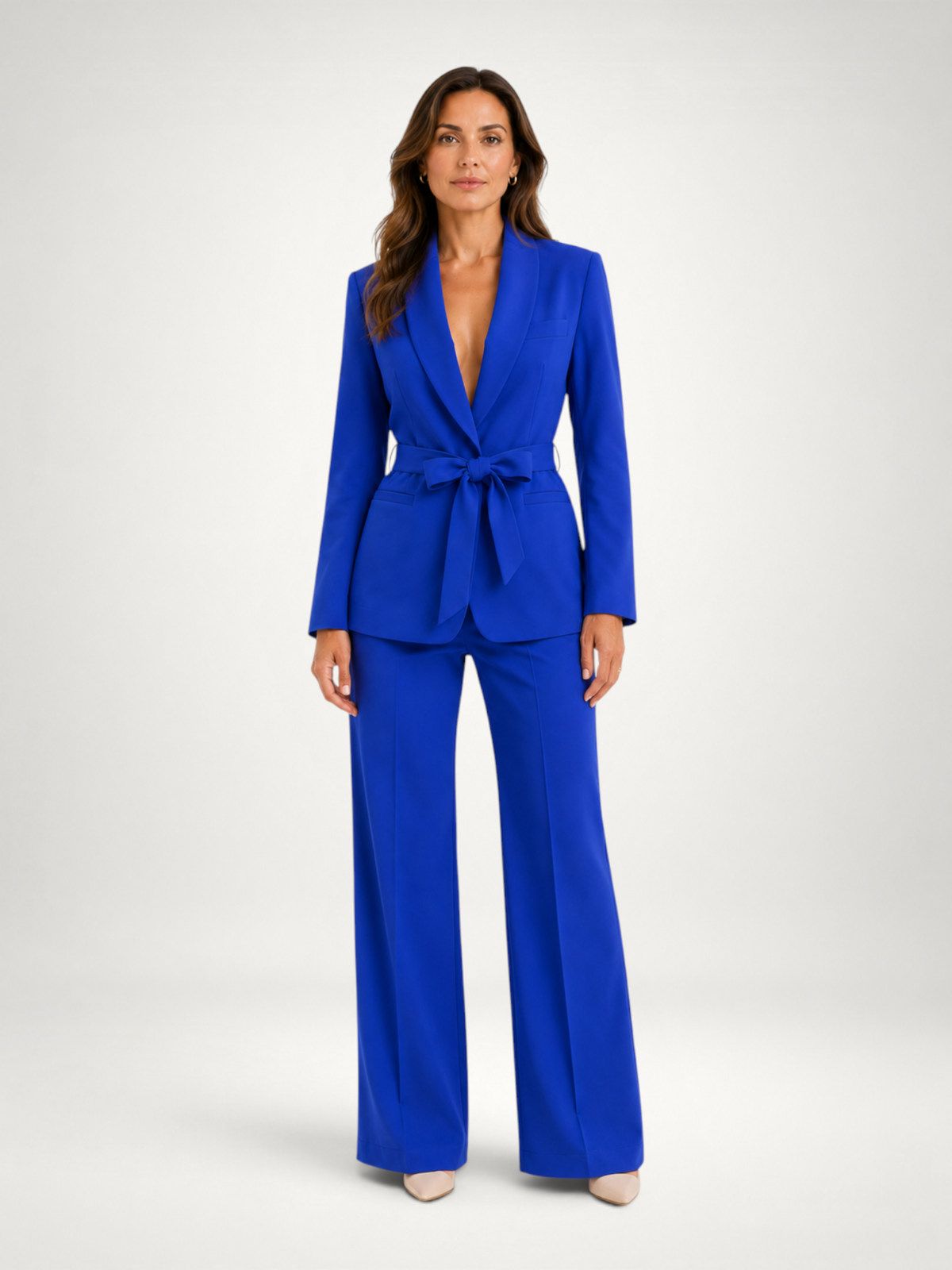 Octavia | Conjunto de blazer con cinturón y pantalón de pierna ancha