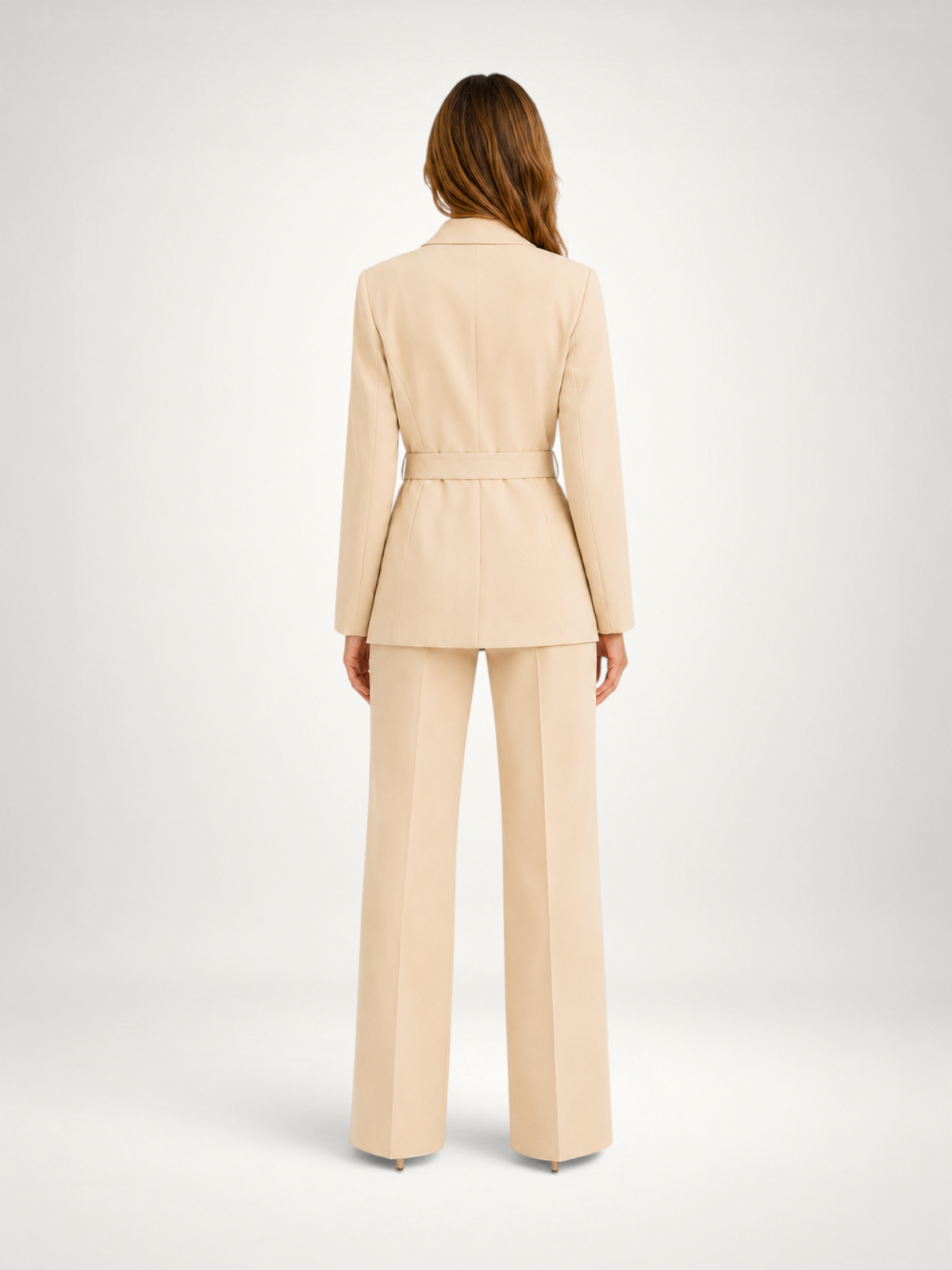 Octavia | Conjunto de blazer con cinturón y pantalón de pierna ancha