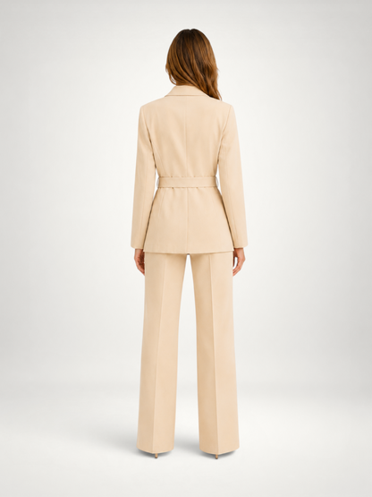 Octavia | Conjunto de blazer con cinturón y pantalón de pierna ancha