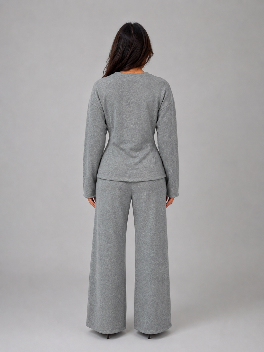 Valeria | Fitted Top Wide Leg Trouser Lounge Set