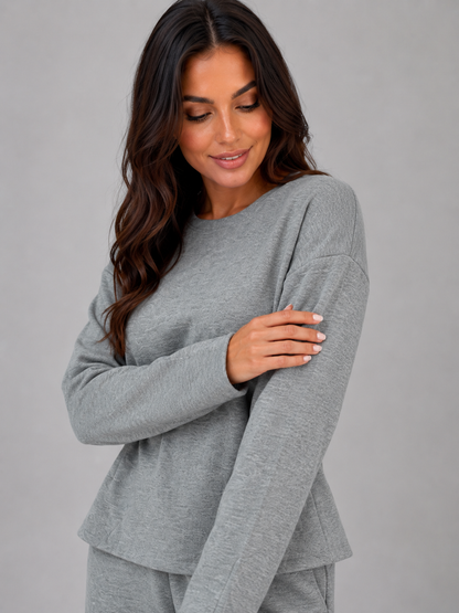 Valeria | Fitted Top Wide Leg Trouser Lounge Set