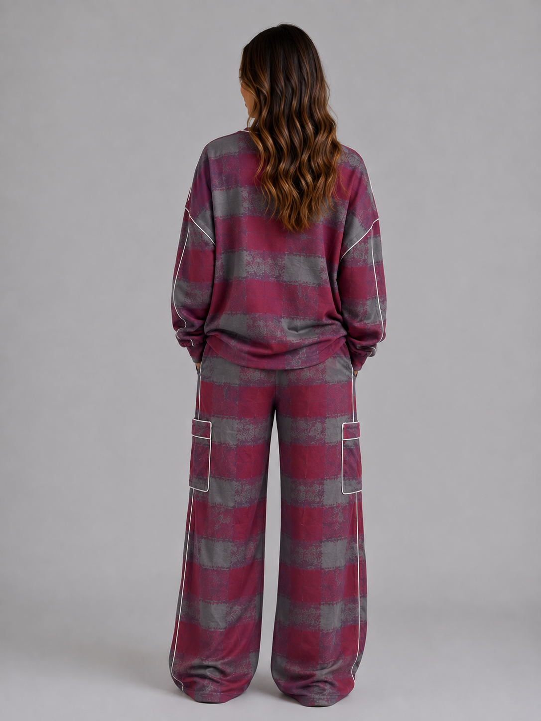 Simona | Oversized Striped Sweatshirt Wide Leg Trouser Set