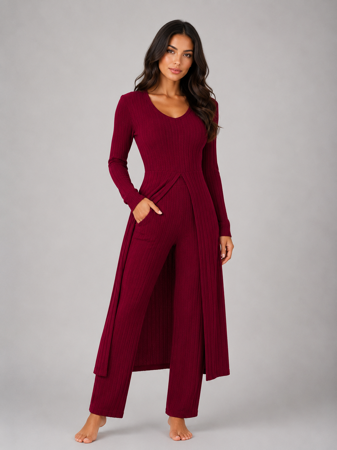 Serena | Ribbed Two Piece Relaxed Lounge Set