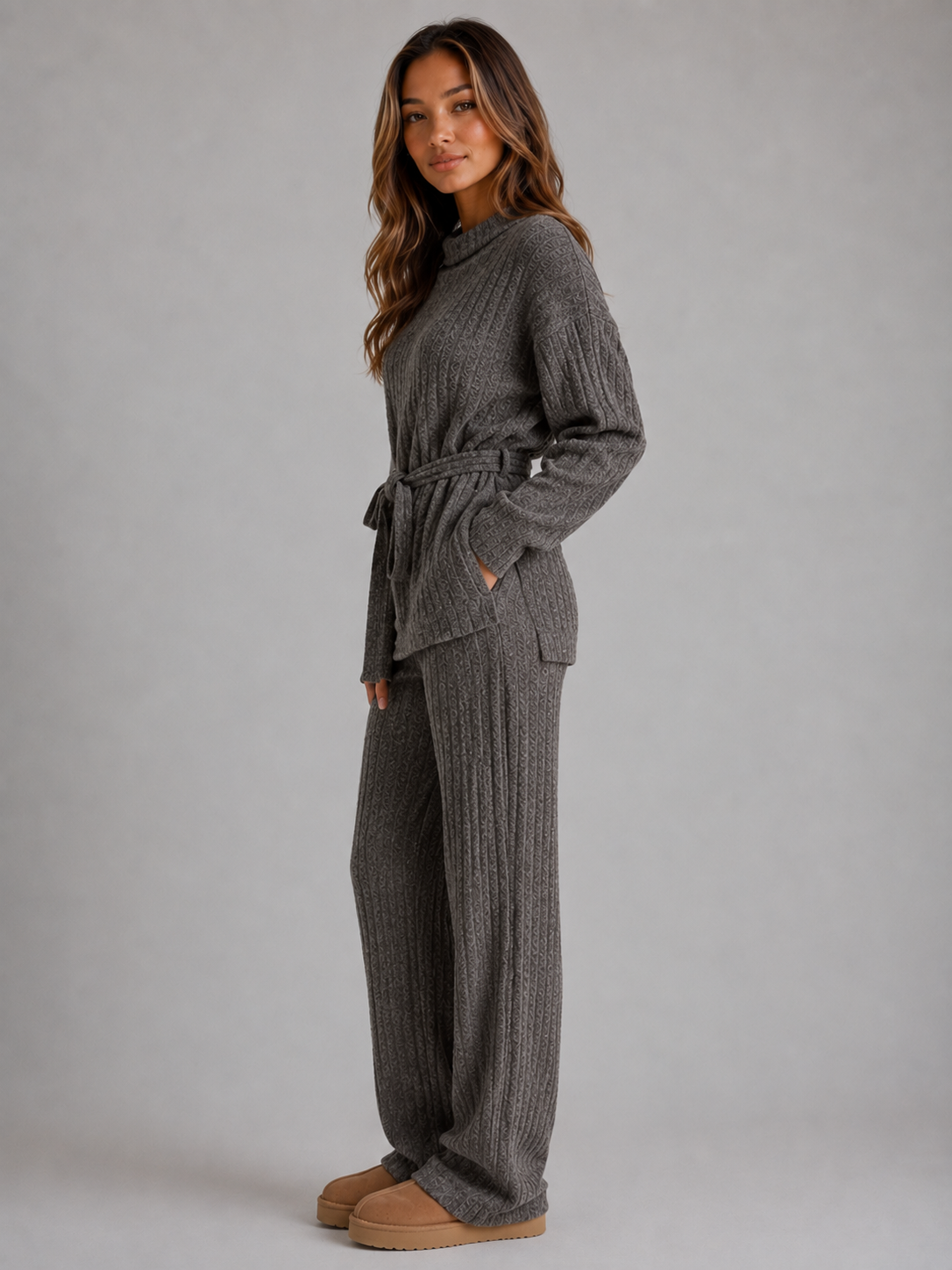 Anastasia | Roll Neck Jumper Wide Leg Trouser Set