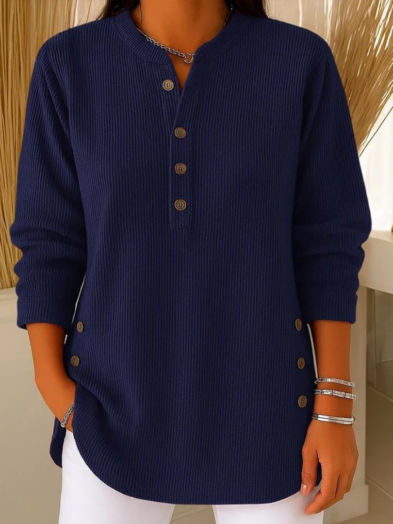Renae | Ribbed Knit Button Detail Tunic