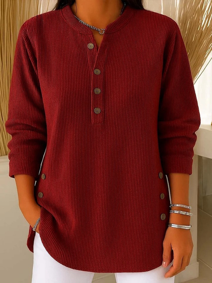 Renae | Ribbed Knit Button Detail Tunic