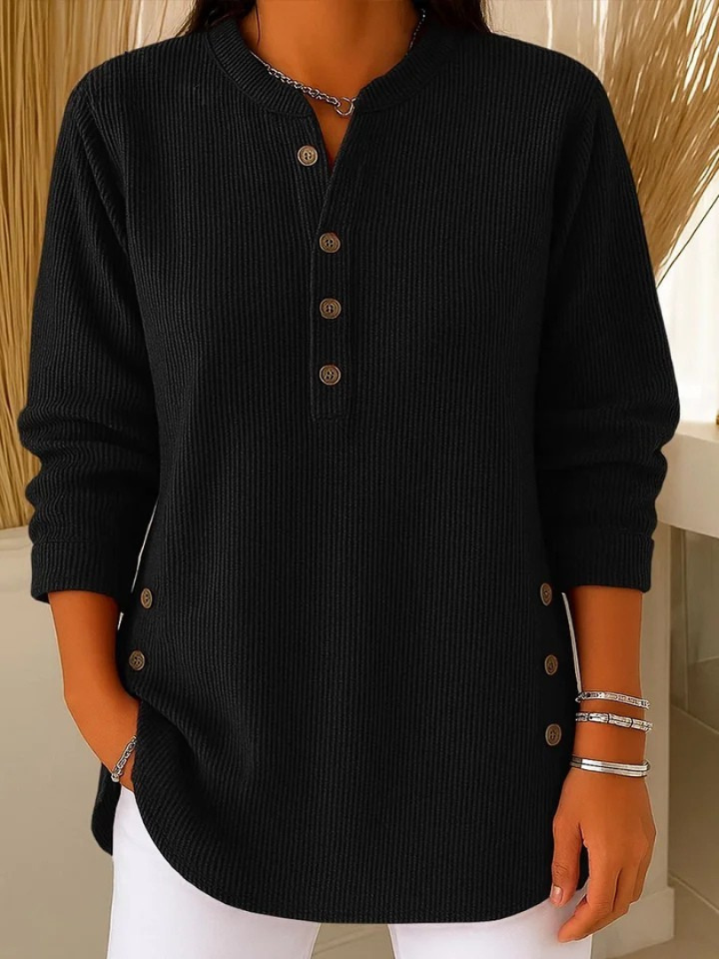 Renae | Ribbed Knit Button Detail Tunic