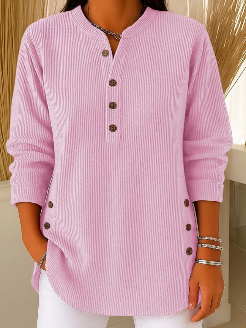 Renae | Ribbed Knit Button Detail Tunic