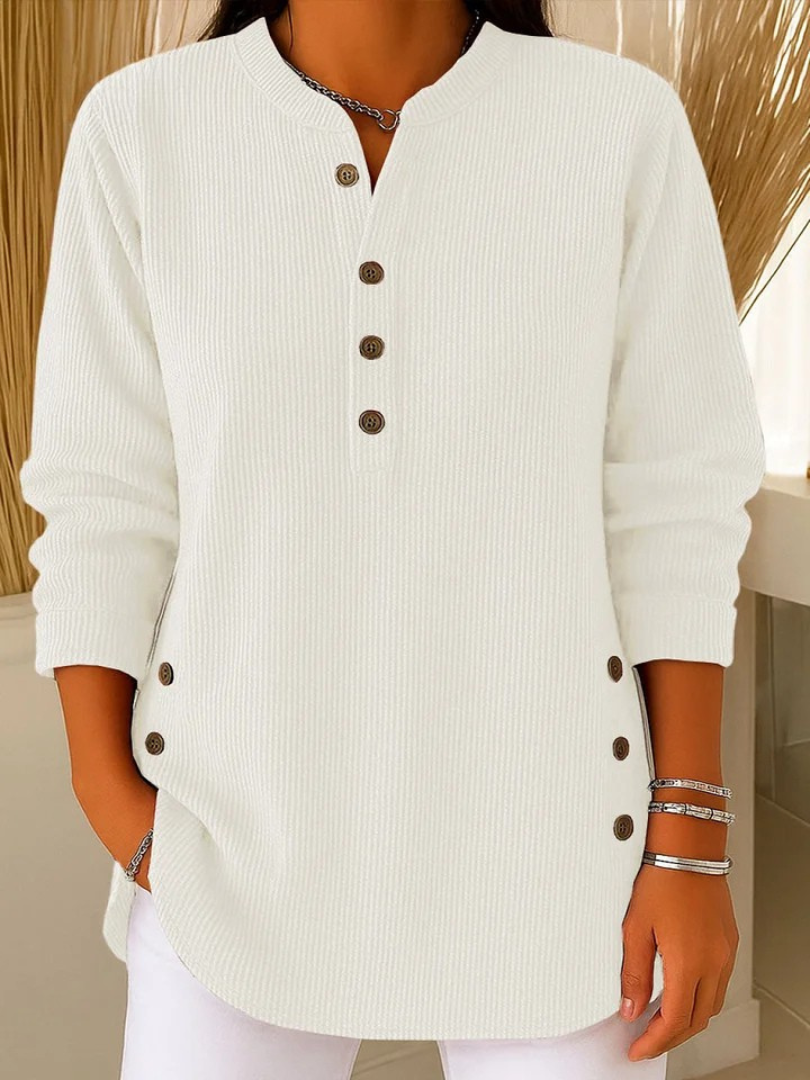 Renae | Ribbed Knit Button Detail Tunic