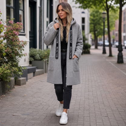 Rachel | Hooded Zip Front Long Coat