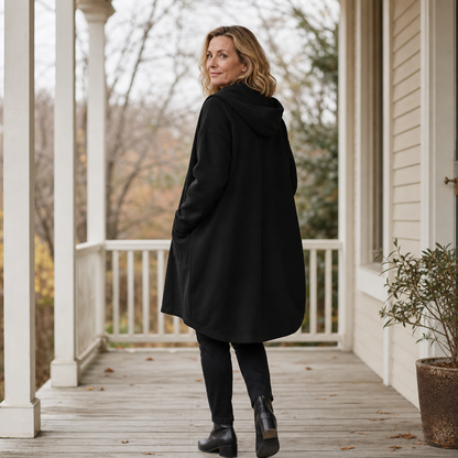 Olivia | Hooded Mid Length Relaxed Coat