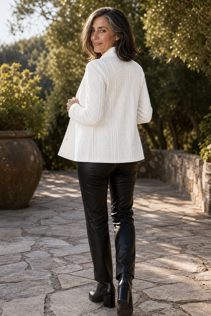 Annabel | Textured Knit Stand-Collar Open-Front Blazer