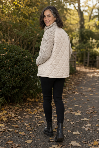 Rosalie | Knit-Panel Quilted Patchwork Puffer Jacket